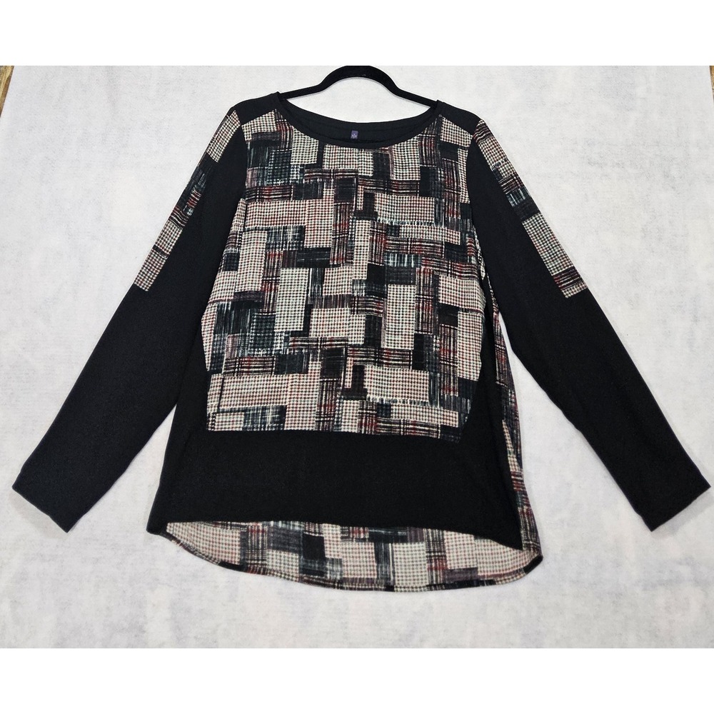 NYDJ Shirt Sz M Blouse Chiffon Flowy Patchwork Checkered Country Rustic‎ Plaid